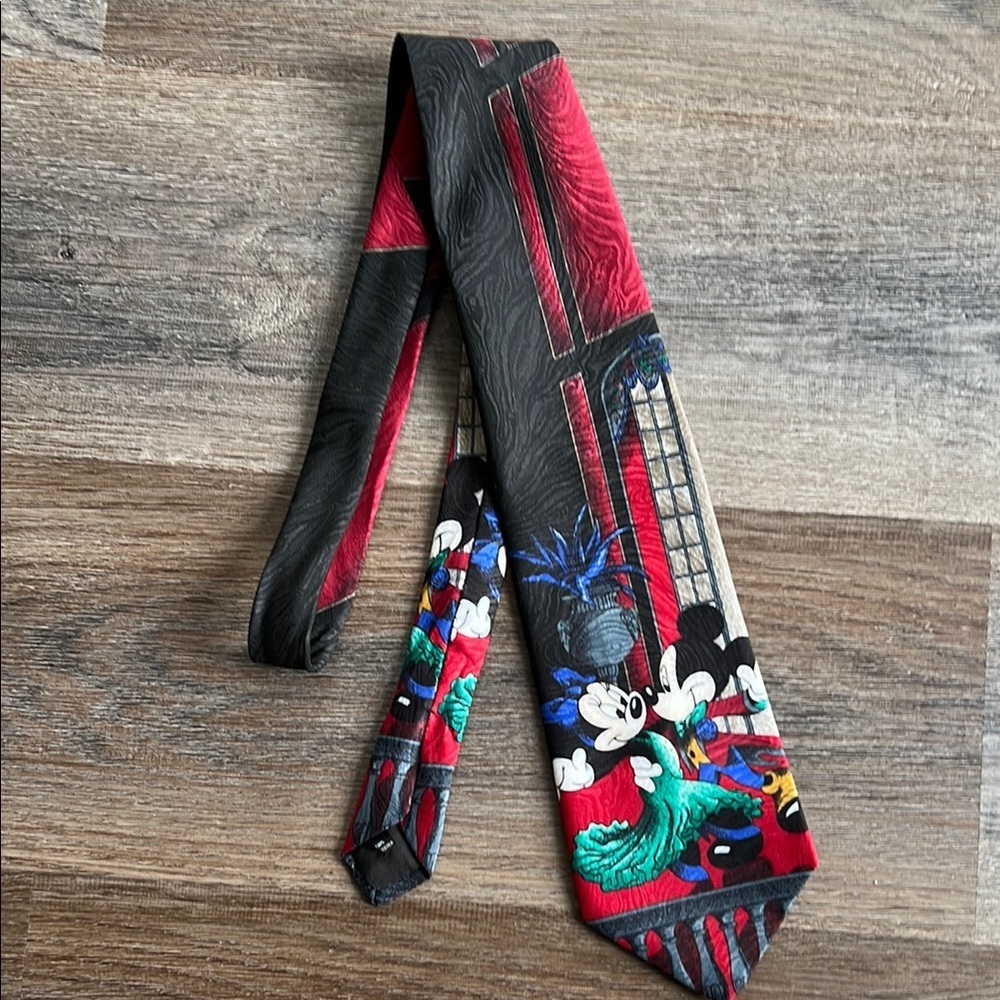 (8) Disney Mickey Mouse Red and Black Tie